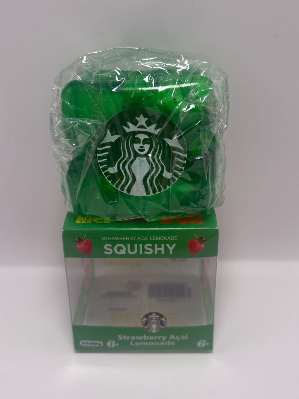 Starbucks Green Squishy Stress Cube  - Strawberry Acai Lemonade